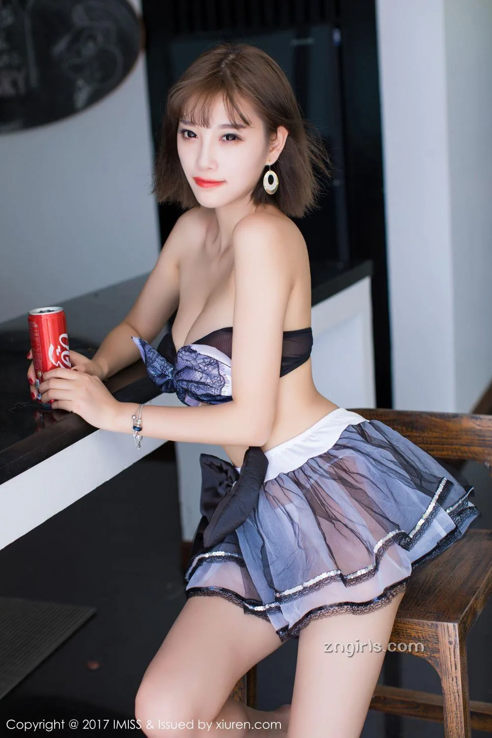 短发女神杨晨晨 蝴蝶结蕾丝内衣 - 15