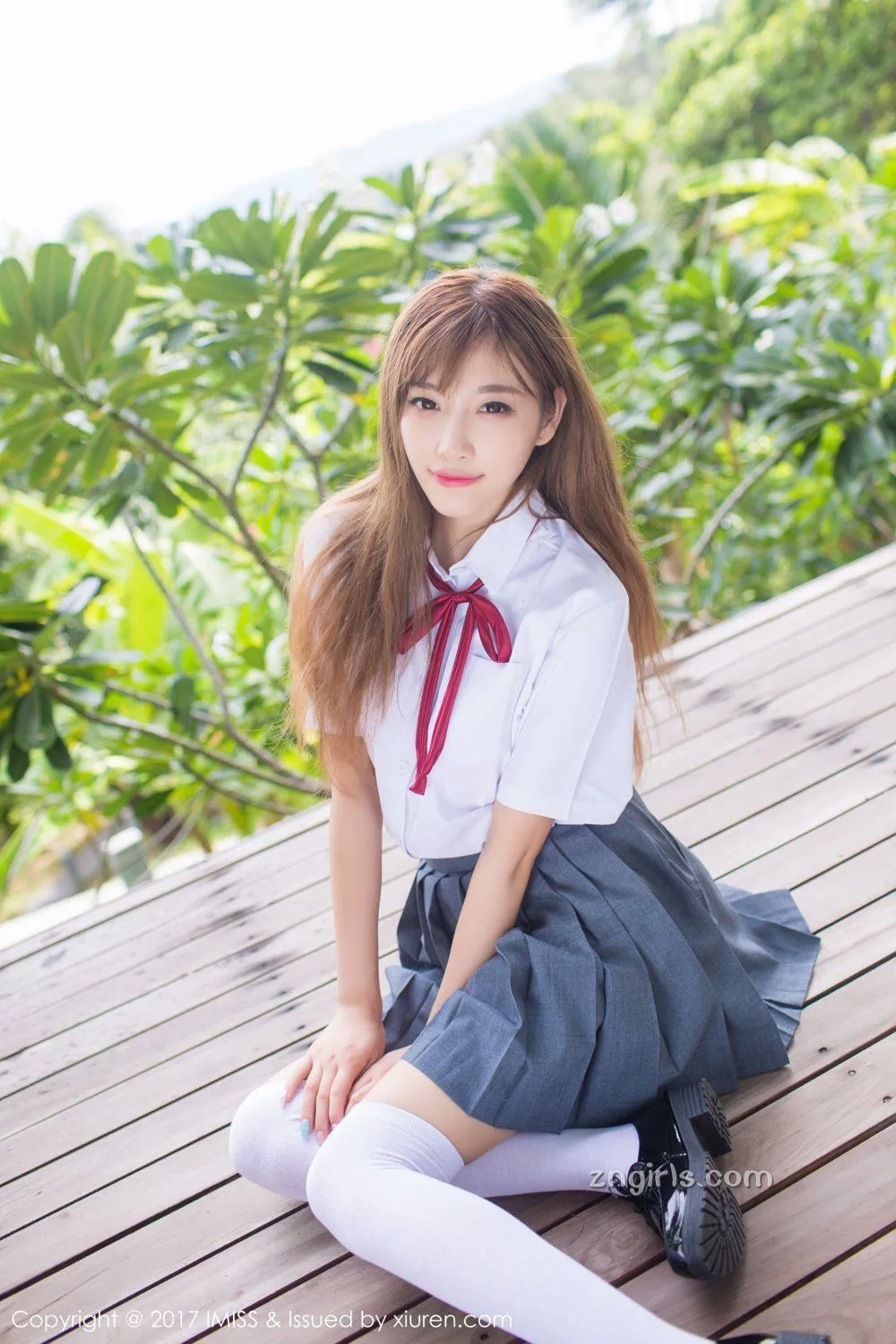 甜美女神杨晨晨 室外校服粉色内衣 - 7