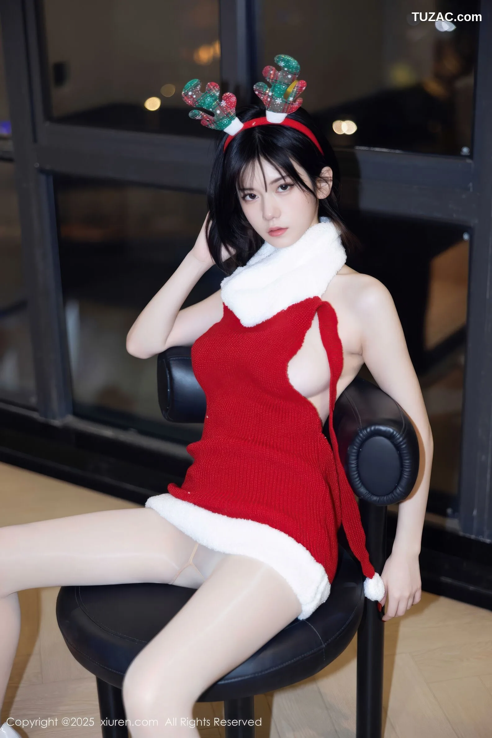 XiuRen秀人网-11158-凌七七-圣诞露背红色毛衣-2025.12.25 - 11